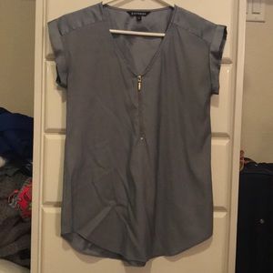 Gray quarter-zip blouse